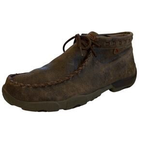 Twisted X Chukka Driving Moccasin Bomber Boots Shoes Brown MDM0049 Mens Size 10